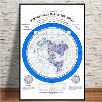 Плакаты и принты высокой четкости Карта плоской Земли Мир кино Современная живопись Художественные настенные панно для гостиной
