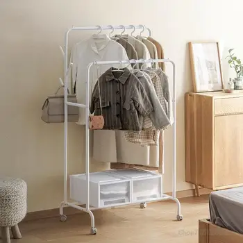 Итальянская вешалка для одежды из белого металла, тяжелая вешалка для одежды на двух опорных колесах, передвижная мебель для дома Perchero Pie для гостиной