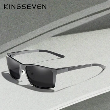 KINGSEVEN Новый дизайн АлюминиевоМагниевые Солнцезащитные очки Мужские Поляризованные Квадратные Солнцезащитные Очки для вождения Мужские Аксессуары для очков Для мужчин