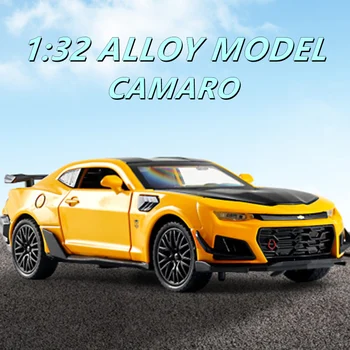 Модель спортивного автомобиля из сплава Chevrolet Camaro 1:32, Изготовленная на заказ, Металлическая Модель игрушечного автомобиля с высокой имитацией звука и света, Коллекция детских Подарков