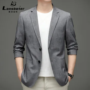 Модный костюм Lansboter, весенне-осенний новый мужской костюм, приталенное среднее и молодежное тонкое маленькое повседневное пальто