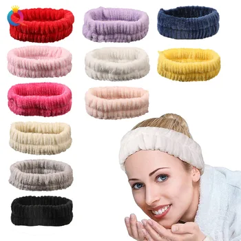 Женские однотонные эластичные ленты для волос, коралловая бархатная повязка на голову, обруч для волос, аксессуары для волос 