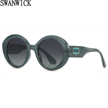 Поляризованные солнцезащитные очки Swanwick в круглой оправе UV400 TR90, модные солнцезащитные очки для женщин, розово-серый летний стиль 2023 г.