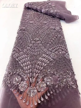 Модная Высококачественная Французская Вышивка, Тяжелая Кружевная Ткань Для Жениха, Африканская Нигерийская Кружевная Ткань С Блестками Для Свадебного Платья, Вечерние