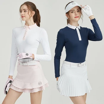 Топы для гольфа Blktee, женские рубашки с длинными рукавами, плиссированная юбка с высокой талией, шорты для девочек, Элегантная повседневная одежда для гольфа, костюмы