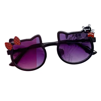 Солнцезащитные очки для девочек и мальчиков с модным бантом в форме кошки, Анти-УФ-очки, Детские Уличные Милые солнцезащитные очки