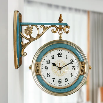 Скандинавские Ретро Настенные Часы Бесшумные Крутые Двухсторонние Элегантные Кварцевые Настенные Часы Art Modern Luxury Stylish Saat Home Decor Interior