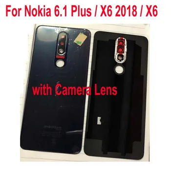 Оригинальная задняя крышка аккумулятора для Nokia 6.1 Plus/X6 2018 TA-1099 Задняя крышка дверцы корпуса с клеем + рамка камеры Стеклянный объектив