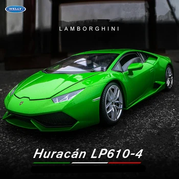 WELLY 1:24 Модель автомобиля из сплава Lamborghini Huracan LP610-4, изготовленная на заказ, Металлическая игрушка, коллекция моделей спортивных автомобилей, детские подарки