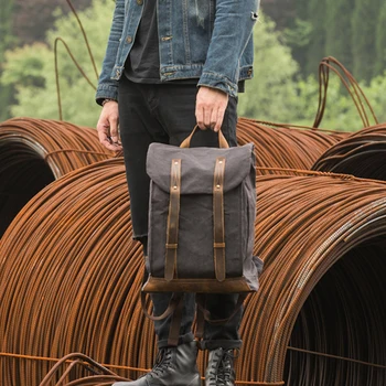 Дизайнерский рюкзак из вощеного холста, Рюкзак для путешествий на открытом воздухе, Мужская сумка для ноутбука для отдыха, рюкзаки 15,6 дюймов