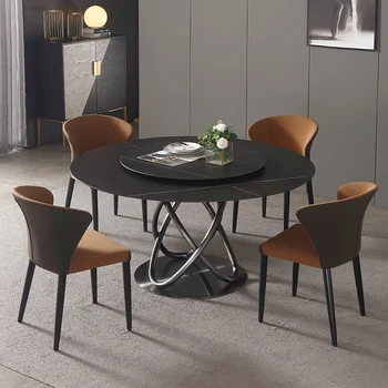 Круглый обеденный стол в скандинавском стиле, роскошный Рок, Современный Простой Обеденный стол с мраморной столешницей, стул, современная комбинированная мебель