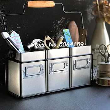 Универсальная Проволочная корзина ручной работы с деревянной ручкой, Кадди с оцинкованными цинковыми коробками, Кухонные стеллажи, Корзина для хранения настольной посуды