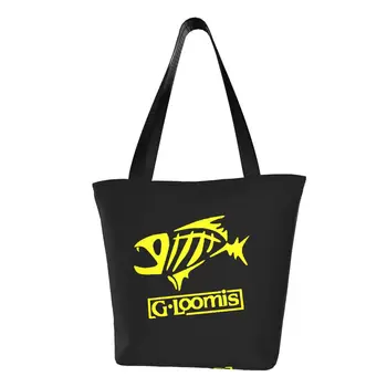 Кавайная желтая сумка для покупок для ловли нахлыстом Gloomis для покупок многоразового использования, холщовая сумка для покупок