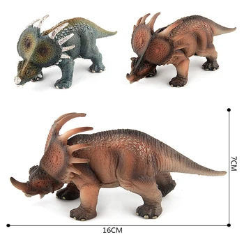 Классическая Имитационная Модель Динозавра Большого Размера Сине-Зеленый Коричневый Стиракозавр Игрушки для Обучения Мальчиков Подаркам