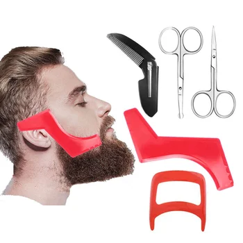 костюм для укладки бороды, инструмент для ухода за бородой, инструмент для придания формы бороде, линейка для моделирования, формирователь, ножницы с круглой головкой, заостренные ножницы, расческа