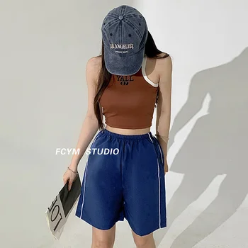 Новые летние женские шорты TVVOVVIN 2023 в европейском и американском стиле для пикантных девушек, простые повседневные спортивные шорты с эластичной резинкой на талии и широкими штанинами FIPB