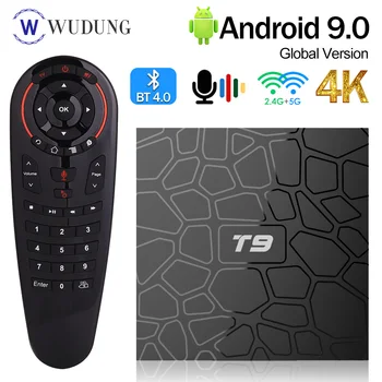 T9 TV Box Android 9,0 4 ГБ ОЗУ 64 ГБ ПЗУ 4K H.265 2,4 G и 5G Двойной WiFi RK3318 Четырехъядерный BT4.0 Смарт-телеприставка