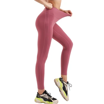 Штаны для бега, женские нейлоновые эластичные удобные однотонные спортивные леггинсы для фитнеса, йоги, тренировок в тренажерном зале, Спортивная Оптовая продажа