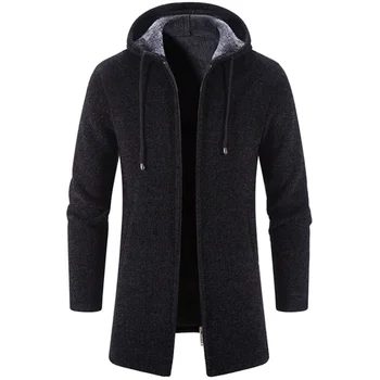 Мужская куртка 2023 года, новый однотонный осенне-зимний кашемировый мужской кардиган, свитер из синели, пальто-свитшот, ветровка
