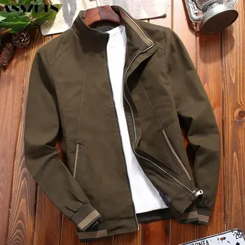 ANSZKTN Мужская демисезонная мужская куртка из промытого хлопка больших размеров, тонкая молодежная приталенная повседневная бейсбольная форма, пальто, куртка-бомбер