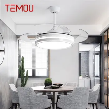 Потолочный вентилятор TEMOU с подсветкой, дистанционное управление, 3 цвета светодиодных декоративных элементов для дома, гостиной, столовой, спальни, ресторана