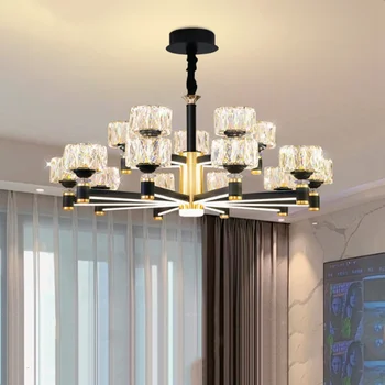 Подвесные светильники Современный Хрустальный потолок для гостиной, Роскошной спальни, столовой, Светодиодная люстра, Алюминиевая декоративная лампа для помещений