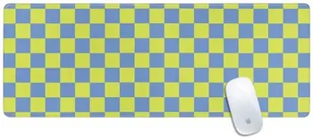 Шахматный неоновый клетчатый дизайн 31,5 x 11,8 Большой игровой коврик для мыши с прошитыми краями Клавиатура Коврик для мыши Настольный Коврик для дома