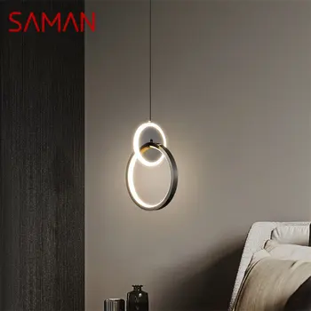 Современная Черная медная люстра SAMAN LED 3 цвета, креативный декоративный подвесной светильник для дома, спальни