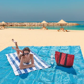 Складной коврик для пляжа, двухслойный коврик для пляжных путешествий, удобный водонепроницаемый, очень большой и легкий для путешествий по морю