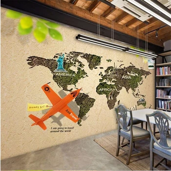 beibehang Пользовательские настенные обои Любого размера 3D Европейские креативные обои для путешествий по всему миру Кафе-бар Ностальгические фрески обои