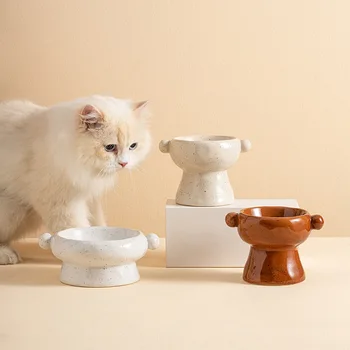 Керамическая миска для кошек, Приподнятый корм для домашних животных, Поилки для воды, принадлежности для питья щенков, Принадлежности для еды
