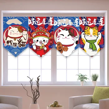 Японская Счастливая кошка Треугольная занавеска, украшение окна гостиной, Окклюзия, Перегородка для кухни, туалета, Короткая занавеска