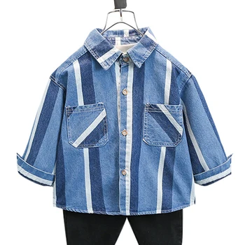 Блузка для мальчиков, рубашки в полоску для мальчиков, весенне-осенняя детская блузка для мальчиков, повседневная одежда для подростков, мальчики