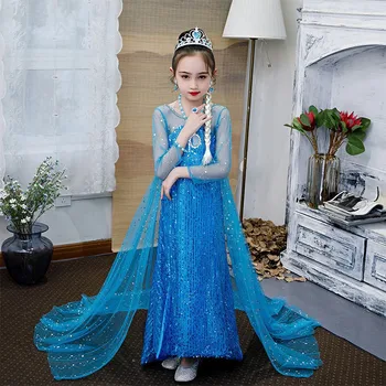 Фантазийное платье Айши со льдом и снегом на Хэллоуин для девочек 2023, Белое Снежное платье Айши для детей, Сетчатое платье принцессы для выступлений
