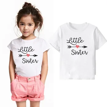 Одежда для маленьких сестренок, детские футболки, топы с надписями для маленьких девочек, футболка с коротким рукавом, летняя футболка, модная забавная одежда