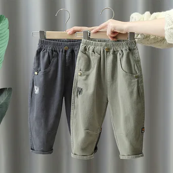 Детские повседневные брюки, весенне-осенние брюки для мальчиков, детские однотонные брюки, детская одежда для подростков на 2-8 лет