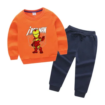 Осенняя детская одежда, топ с героями и штаны, комплект из двух предметов, спортивные костюмы, весенняя одежда для мальчиков-подростков, Весенняя детская спортивная одежда