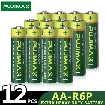 PUJIMAX Extra Heavy Duty Battery 12шт Углеродная Батарея 1.5 В R6P Сухая Батарея Для Игрушек С Жировыми Отложениями Умный Дверной Замок Безопасный и надежный