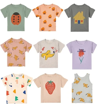 Детские футболки для маленьких мальчиков, Новый летний бренд BC, одежда для маленьких девочек, футболка с милым принтом и коротким рукавом, детские хлопковые модные топы, тройники