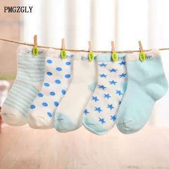 10 шт. / лот = 5 пар хлопчатобумажных детских носков, гольфы для новорожденных, короткие носки для девочек и мальчиков, детские хлопчатобумажные носки, короткие носки от 0 до 6 лет