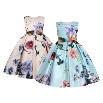 Новое летнее платье для девочек 2-10 лет с цветами, модное элегантное платье принцессы без рукавов, танцевальный костюм для вечеринки по случаю дня рождения, детская одежда