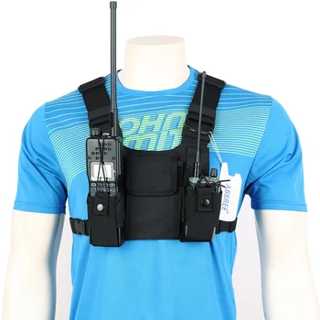 Нейлоновая сумка для двусторонней радиосвязи, Нагрудный передний карман, ремень безопасности для рации, жилет, сумка, держатель для переноски, чехол для радио Baofeng UV-5R UV-82