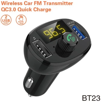 DHL или FedEx 100шт BT23 Bluetooth MP3-плеер FM-передатчик QC3.0 Автомобильное зарядное устройство с двумя USB-аккумуляторами Телефон Handfree