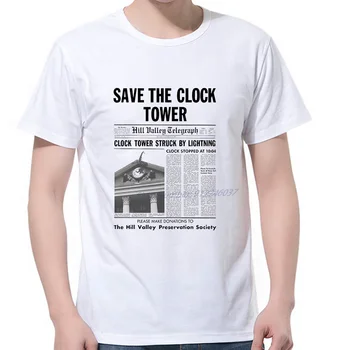 Информационный бюллетень Save The Clock Tower Hill Valley Винтажные культовые футболки 80-х с графическим рисунком в стиле ретро, уличная одежда в стиле харадзюку, мужская одежда
