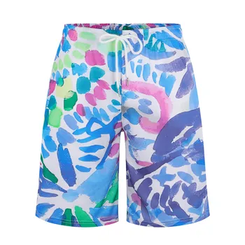 Гавайские пляжные шорты, Модные плавки с принтом, Эластичные Летние мужские шорты на шнуровке, Дышащие панталоны Оверсайз Cortos