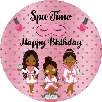 Круглый фон для спа-вечеринки, обложка для торта для вечеринки по случаю дня рождения, Свадебное украшение стен, розовая девушка, шоу невесты, событие, круглый фон