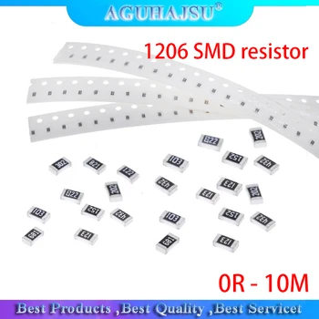 100шт 1206 SMD резистор 0R - 10M 1/2 Вт 0 1 10 100 150 220 330 470 Ом 1K 2.2K 3.3K 4.7K 10K 100K 120K 270K 470K 680K 10M