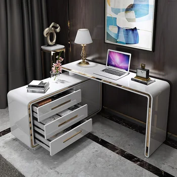 Современный модный роскошный прямоугольный рабочий стол для домашнего офиса, комбинированный набор мебели, большой деревянный стол для хранения вещей
