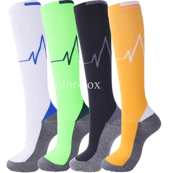 Носки для бега, компрессионные чулки 20-30 мм рт. ст., мужские женские спортивные носки для марафона, велоспорта, футбола, варикозного расширения вен
